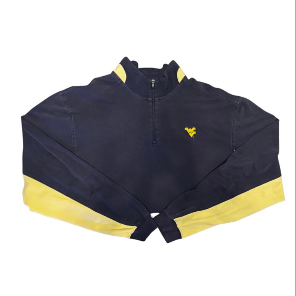 Cutter & Buck WVU Quarter Zip Pullover | Size 3XL | Navy & Gold Mountaineers Top